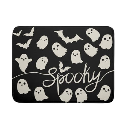 Halloween Dish Drying Mat for Kitchen Counter 18x24 Cute Ghost Black Spooky Holiday Scary Theme Absorbent Reversible Microfiber Drying Mats Kitchen Countertop Protector Dishes Drainer Pad - size: 18" x 24"