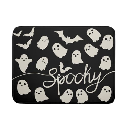 Halloween Dish Drying Mat for Kitchen Counter 18x24 Cute Ghost Black Spooky Holiday Scary Theme Absorbent Reversible Microfiber Drying Mats Kitchen Countertop Protector Dishes Drainer Pad - size: 18" x 24"
