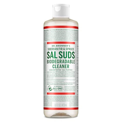 Dr. Bronner's Sal Suds Biodegradable Cleaner (16 oz) – All Purpose Pine Mop Detergent for Floors, Laundry & Dishes, Multi Surface Concentrate, Heavy-Duty Degreaser - size: 16 Fl Oz (Pack of 1)