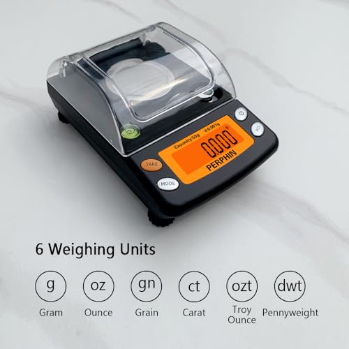 Milligram Scale, Dual Powered, Large Display, mg Scale, Adjustable Feet, 50g x 0.001g -Black, Digital Powder Scale, Level Bubble, Accurate and Sensitive
