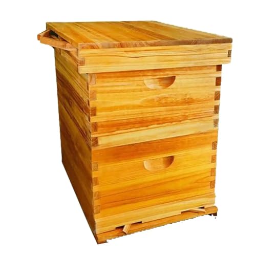 COZIWOW 2-Layer Beehive Wood Sections & Complete Hive Box, Natural Pine Beehive Kit with Frames, Sections of Wood for Beehives, Beekeeping Supplies for Langstroth Hives