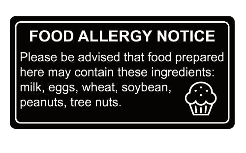 500PCS 1x2'' Black Removable Food Allergy Warning Adhesive Stickers - size: 1x2 inches