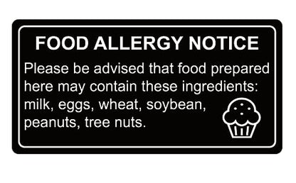 500PCS 1x2'' Black Removable Food Allergy Warning Adhesive Stickers - size: 1x2 inches