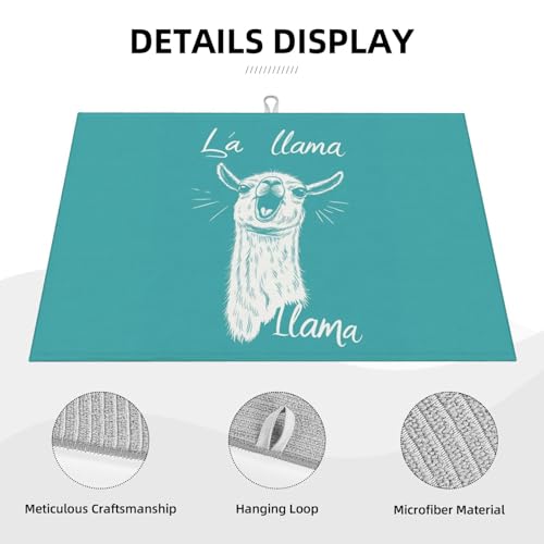Cute Llama Singing Dish Drying Mat for Kitchen Counter Microfiber Absorbent Reusable Washable 18x24in - color: Cute Llama Singing
