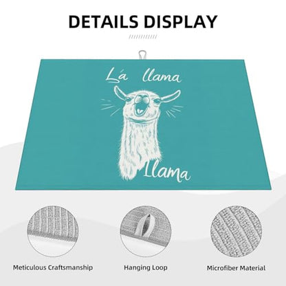 Cute Llama Singing Dish Drying Mat for Kitchen Counter Microfiber Absorbent Reusable Washable 18x24in - color: Cute Llama Singing