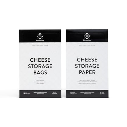 Formaticum Cheese Storage Bags with Storage Paper & Adhesive Labels - Wax Paper Bags & Paper - Cheese Paper for Wrapping Cheese - Porous Brown Paper Bags 6 x 11 (45 x Bags, Sheets & Labels)