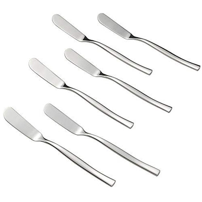 Idotry 6-Piece Stainless Steel Butter Knives, Cheese/Butter Spreaders | 6.32", Cheese Knives for Butter, Cheese, Organic Strawberry