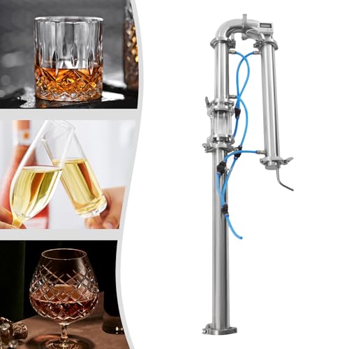 Tubular Distillation Tower, Moonshine Distiller 2in with Sight Glass Copper Mesh for Home Brew Wine Making