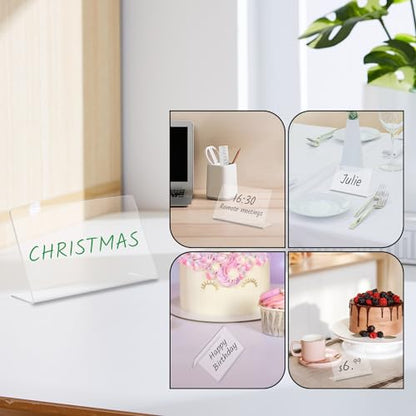 15 Pcs Acrylic Mini Chalkboard Labels for Food, 3X5 Inch Food Label Table Sign Cards, Mini Chalkboard Labels, Reusable Buffet Displays, Bright White, Includes 6 Liquid Chalk Markers - color: White