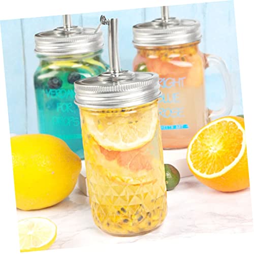 2pcs Stainless Steel Jar Pour Spout Lids Wide Mouth Replacement Lid for Oil Vinegar Liquor Soy Sauce Bottles Easy Pour and Store Leak-resistant Kitchen Accessory
