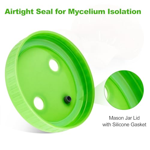 FOUR E'S SCIENTIFIC 12 Pcs Mason Jar Lids | With 32 PTFE 0.22μm Filters & 25 Rubber Stoppers, Fit 86mm Wide Mouth Mason Jars