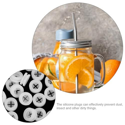 CALLARON 20Pcs Silicone Straw Stoppers - 17mm Straw Hole Plugs, Mason Jar Lids Plugs, Silicone Seal Fermenter Lid Grommet, Lids Airlock Grommet - color: B