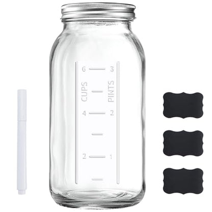 FyndraX 64 OZ Wide Mouth Mason Jar with Lid, Clear Heavy Duty Glass Airtight Storage Canning Jar and Band Half Gallon / 2 Quart Fermenting, Pickling, Storing, Pack of 1 - color: 1 Pack