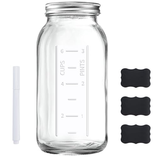 FyndraX 64 OZ Wide Mouth Mason Jar with Lid, Clear Heavy Duty Glass Airtight Storage Canning Jar and Band Half Gallon / 2 Quart Fermenting, Pickling, Storing, Pack of 1 - color: 1 Pack