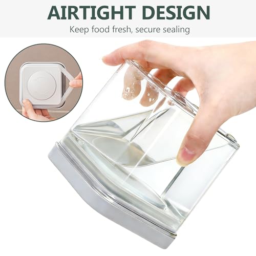 WRINGKIT Set of 4 Airtight Food Storage Containers, 0.58 Qt Small Cereal Snacks Container with Lids, Leak Proof Stackable Flour Sugar Canisters for Pantry, Spices, Candy, One Button Opening, 550ml