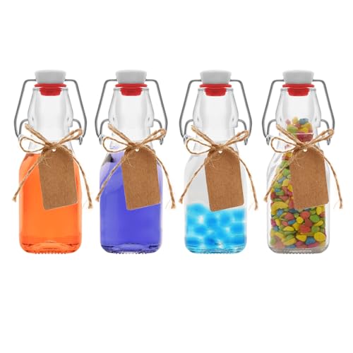 4Pcs 4 oz Swing Top Glass Bottles,Flip Top Glass bottles with airtight Caps for Home Brewing Beer,Kombucha,2nd Fermentation,Kefir,Beverages,Soda,Oils,Vinegar,Limoncello,Vanilla extract (4PC) - size: 4PC
