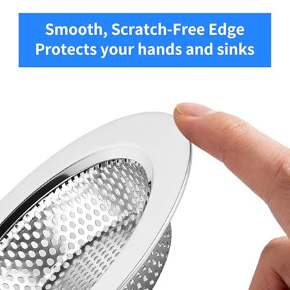 Chefbee Kitchen Sink Drain Strainer - 4 Pack Stainless Steel Sink Drain Cover Filter Food Catcher Basket with Wide Rim 4.4”, Kitchen Accessories