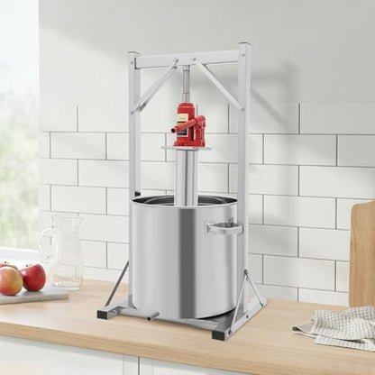 Fruit Wine Press, 36L/9.51Gal Stainless Steel Hydraulic Jack Press Extractor, Manual Juice Maker, Wine Making Equipment Manual Press Machine for Wine and Juice Making - size: 36L/9.51 Gal