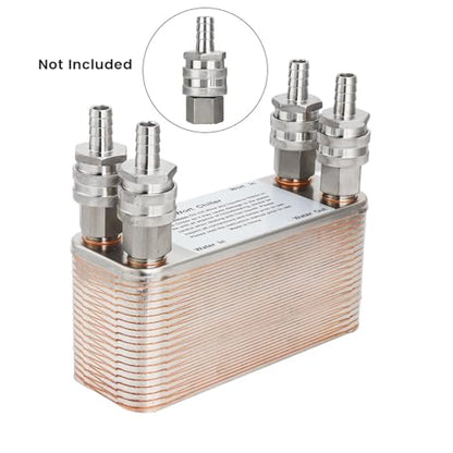Wort Chiller 40 Plates, Brazed Plate Copper Heat Exchanger for Homebrew, Stainless Steel 7.5" x 2.9" Plate, 1/2 & 3/4 NPT Thread Connection Hot Liquid Accelerated Cooler Quick Beer Cooling System