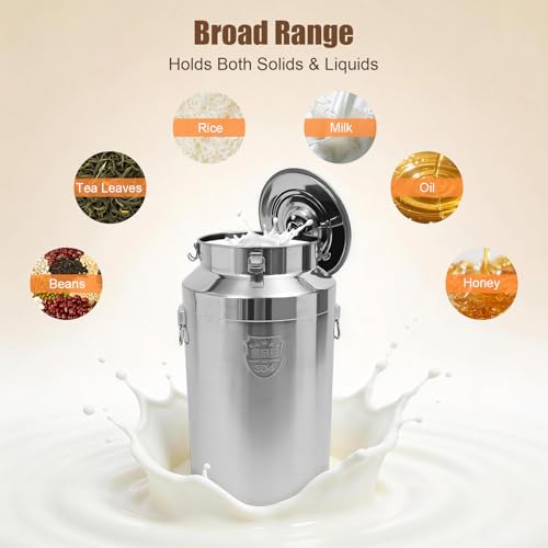 Stainless Steel Milk Can, 88L/23.3Gal Storage Bucket Airtight Canister with Lid, Wine Oil Beverage Storage Container for Kitchen Restaurant Party, W15.8*H29.1in - size: 88L/23.3Gal w/o Faucet