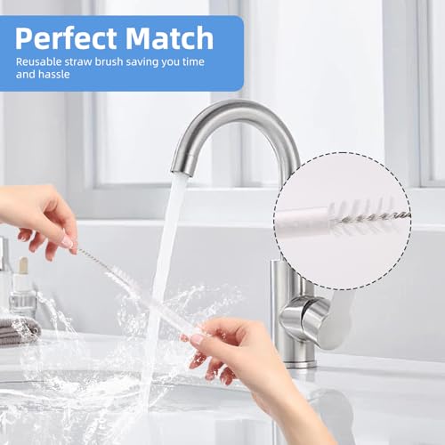 Water Bottle Cleaner Kit for Owala 24/32/40oz,3 Pack | Extra Long Silicone Bottle Brush,Bendable Stainless Steel Straw Cleaner,Compatible with Owala Accessories