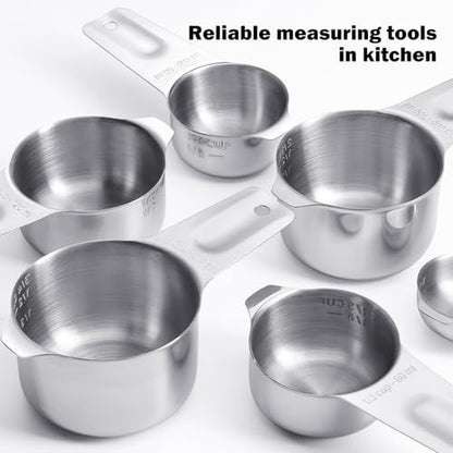 Measuring Cups, AMOHEE 7PCS Stainless Steel Measuring Cups with a Storage Bag for Cooking & Baking, Dishwasher Safe - size: 7PCS