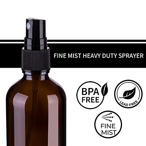 Hydior 4oz Amber Glass Spray Bottle for Essential Oil, Empty Fine Mist Spray Bottle, 6 Pack - color: Amber-6PCS