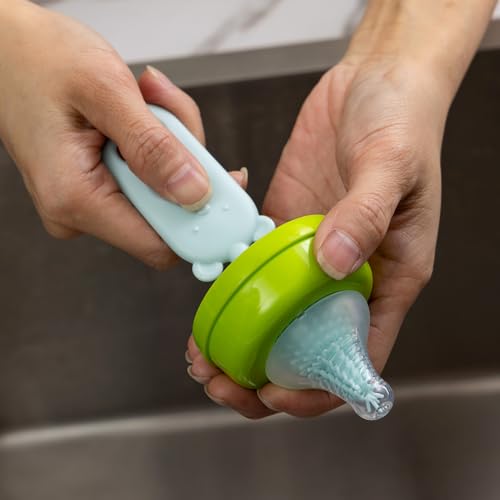 Baby Bottle Drying Rack and Cleaning Set，Xmas Surprise Gift for Newmom | with Straight Silicone Baby Bottle Brush, Pacifier Brush, Straw Brush, Cup Lid Cleaning Brush, Z Blue - style: Set, Z Blue
