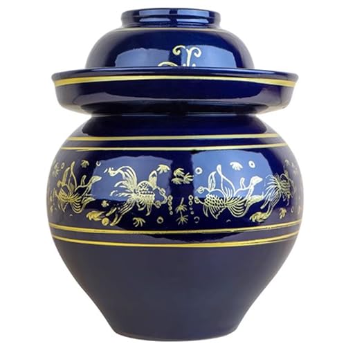 Traditional Chinese Porcelain Pickle Jar, Fermentation Crock Pickling Pot, Fermenting Jar With Lid, Stoneware Fermenter(14kg) - size: 14kg