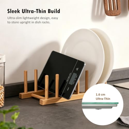 Digital Food Scale Kitchen Scales Grams and Ounces for Weight Loss Baking Cooking of NUTRI FIT, Max 11lb 1g Increment, Ultra-Thin Size and Hang to Wall - color: Tempered Glass-Black