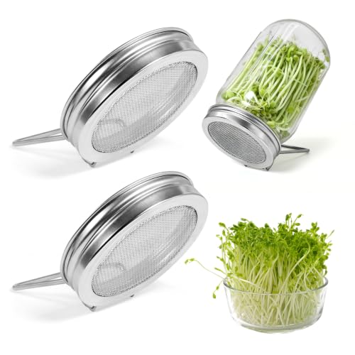 Sprouting Lids 2Pack Sprouting Lids for Regular Mouth Mason Jars with Stainless-Steel Sprouter Lids & Stand for Broccoli, Alfalfa, Mung Bean Plant Germination Kits - size: Regular Mouth Sprouting Lids 2Pack