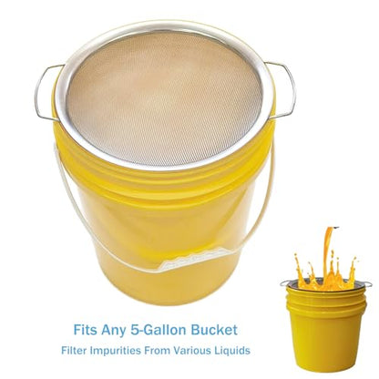 2 Pack YUEBM Stainless Steel Fine Mesh Paint Strainer Fits 5 Gallon Bucket, Filter Impurities and Protect Spray Gun, Easy to Clean and Reusable