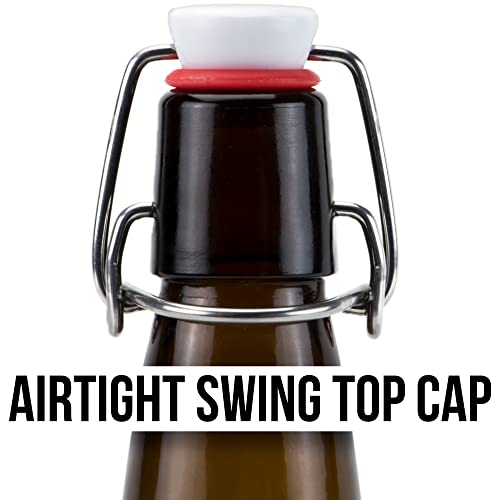 Cocktailor Glass Grolsch Beer Bottles (12-pack, 11 oz./330 mL) Airtight Seal with Swing Top/Flip Top Stoppers - Home Brewing Supplies, Fermenting of Alcohol, Kombucha Tea, Wine, Soda - Amber