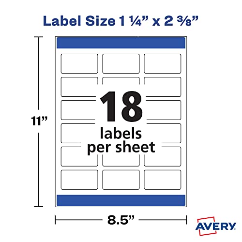 Avery Printable Dissolvable Rectangle Labels, 1-1/4" x 2-3/8", White, 90 Customizable Labels (4224) - size: One Size