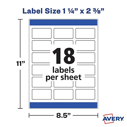 Avery Printable Dissolvable Rectangle Labels, 1-1/4" x 2-3/8", White, 90 Customizable Labels (4224) (Pack of 6) - size: One Size (Pack of 6)
