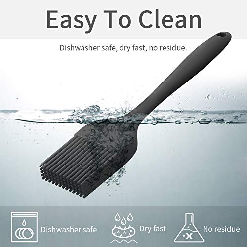 Silicone Basting Pastry Brush - Cooking Brush for Oil Sauce Butter Marinades, Food Brushes for BBQ Grill Kitchen Baking, Baster Brushes Baste Pastries Cakes Meat Desserts, Food Grade, Dishwasher Safe - color: 2 Pack - Black, Orange