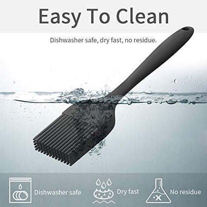 Silicone Basting Pastry Brush - Cooking Brush for Oil Sauce Butter Marinades, Food Brushes for BBQ Grill Kitchen Baking, Baster Brushes Baste Pastries Cakes Meat Desserts, Food Grade, Dishwasher Safe - color: 2 Pack - Black, Orange