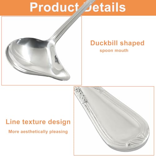 2 Pack 7.9 Inch Gravy Ladle Drizzle Spoon, Stainless Steel | Mini Sauce Ladle, Pouring Spout, 1 oz Capacity, For Gravy, Sauce, Soup & Dressing