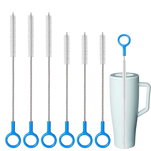 Heavy-Duty Straw Cleaner Brush Set 6 Pack Reusable | Long Handle cleaner Brushes,Straw Brush for Deep Cleaning Baby Bottles,Metal/Glass/Silicone Straws, Tumblers & Stanley Cups