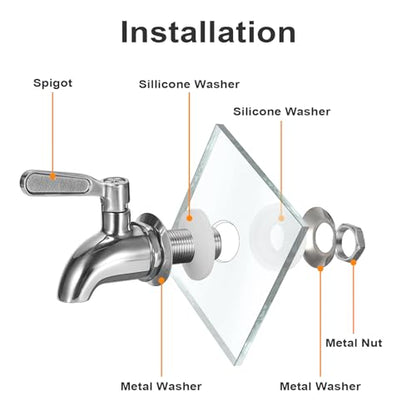 BTSKY 2 Pack Stainless Steel Beverage Dispenser Replacement Spigot Fits 16mm（5/8 inch）Opening - No Lead Dispenser Replacement Faucet, Polished Finish - color: Sliver-2 Pack