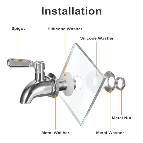 BTSKY™Stainless Steel Beverage Dispenser Replacement Spigot Fits 16mm（5/8 inch）Opening - No Lead Dispenser Replacement Faucet, Polished Finish - color: Silver