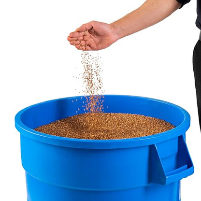 PRO&Family Commercial Round Trash Can, Ingredient Bin, Heavy-Duty Plastic, Anti-Static, Kitchen, Office, Outdoor Use (Blue, 32 Gallon) - color: Blue, size: 32 Gallon