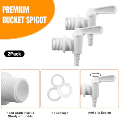 Fermentaion Bucket Spigot 5 Gallon Bucket Spigot, 2 Pack Plastic Bottling Bucket Fermenting Bucket Spigot for 5 Gallon Homebrew Wine Making Beer Fermenting Bucket Fermenter - size: 2 Pack