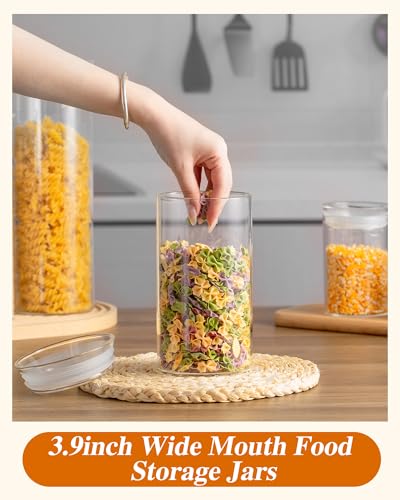 ZENS Modern Glass Food Storage Jars Set of 2, 50oz Clear Glass Canisters with Airtight Lids, Large Container for Kitchen Pantry Pasta, Sugar, Flour, Coffee, Pasta, Tea - size: 9-50oz 2Pack