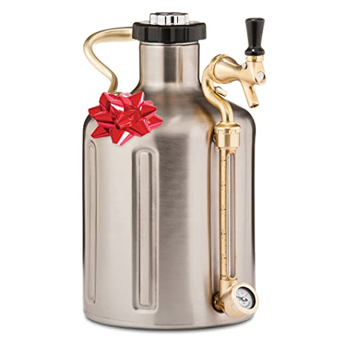 GrowlerWerks uKeg Carbonated Growler-Great Gift for Beer Lovers, 128 oz, Stainless Steel - color: Stainless Steel, size: 128 Ounces