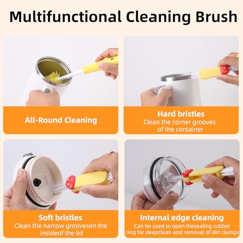 3 Pack Cleaner Brush Kit for Stanley, Bottle Cleaner Brush Set with Straw Brush Cleaner and Cup Lid Cleaning Brush for Stanley Cup, Tumbler Cups, Drinking Glass (Yellow) - color: Yellow