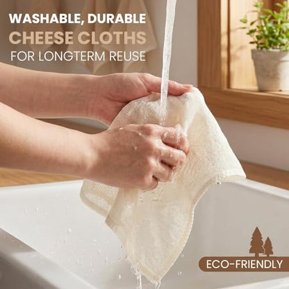 Cheese Cloth Bag - Straining & Cooking Cotton Strainer | 6 Pieces Fine Mesh Unbleached Cotton Straining Cloth For Juicing Soy Milk Yogurt Making Diy Drinks Crafts