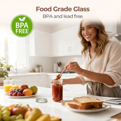 ComSaf 12 oz Mason Jars, 6 Pack Regular Mouth Glass Jars with Lids | BPA-Free Materials, Juice, Pickles, Sauces, Desserts, Overnight Oats, Medium Portions - size: 12oz*6 regular mouth