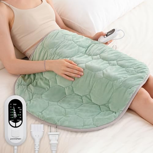 immtree Weighted Heating Pad for Period Cramps, 29" x 24" Extra Large Electric Heated Pads 5 lbs, Back Shoulder Knee Abdomen Pain Relief, Soft Warm Heavy Lap Blanket, Grey Green - color: Sage Green, size: 29"x24" 5 Pound