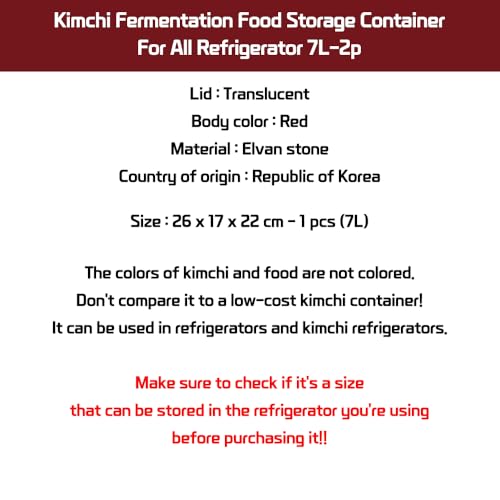 7L-2 Airtight Kimchi Container with Handle, Multi-Purpose Food Storage Box,Translucent lid container,Kimchi Fermentation container, fruit-pickle container Compatible with All Refrigerator